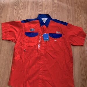 Columbia Red and Blue Short Sleeve Shirt
